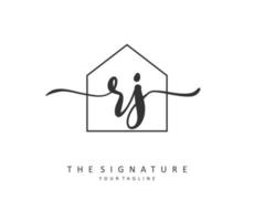 RJ Initial letter handwriting and  signature logo. A concept handwriting initial logo with template element. vector