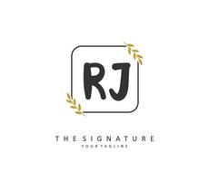 RJ Initial letter handwriting and  signature logo. A concept handwriting initial logo with template element. vector