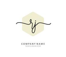 RJ Initial letter handwriting and  signature logo. A concept handwriting initial logo with template element. vector