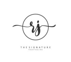 RJ Initial letter handwriting and  signature logo. A concept handwriting initial logo with template element. vector