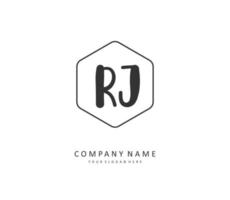 RJ Initial letter handwriting and  signature logo. A concept handwriting initial logo with template element. vector