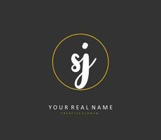 SJ Initial letter handwriting and  signature logo. A concept handwriting initial logo with template element. vector