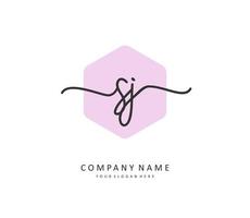 SJ Initial letter handwriting and  signature logo. A concept handwriting initial logo with template element. vector