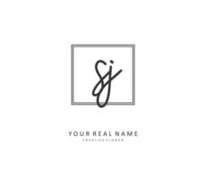 SJ Initial letter handwriting and  signature logo. A concept handwriting initial logo with template element. vector