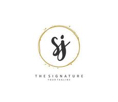 SJ Initial letter handwriting and  signature logo. A concept handwriting initial logo with template element. vector