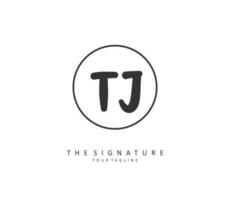 TJ Initial letter handwriting and  signature logo. A concept handwriting initial logo with template element. vector