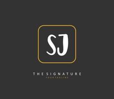 SJ Initial letter handwriting and  signature logo. A concept handwriting initial logo with template element. vector