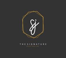 SJ Initial letter handwriting and  signature logo. A concept handwriting initial logo with template element. vector