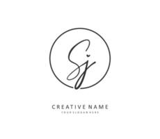 SJ Initial letter handwriting and  signature logo. A concept handwriting initial logo with template element. vector