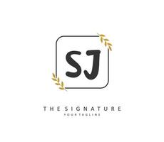 SJ Initial letter handwriting and  signature logo. A concept handwriting initial logo with template element. vector