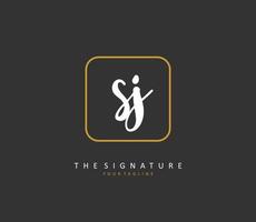 SJ Initial letter handwriting and  signature logo. A concept handwriting initial logo with template element. vector