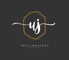 UJ Initial letter handwriting and  signature logo. A concept handwriting initial logo with template element. vector