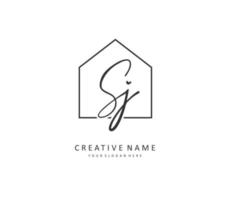 SJ Initial letter handwriting and  signature logo. A concept handwriting initial logo with template element. vector