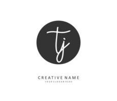 TJ Initial letter handwriting and  signature logo. A concept handwriting initial logo with template element. vector