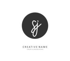 SJ Initial letter handwriting and  signature logo. A concept handwriting initial logo with template element. vector