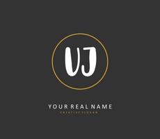 UJ Initial letter handwriting and  signature logo. A concept handwriting initial logo with template element. vector