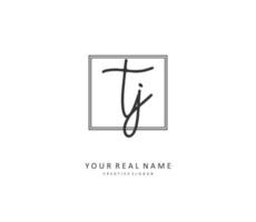 TJ Initial letter handwriting and  signature logo. A concept handwriting initial logo with template element. vector
