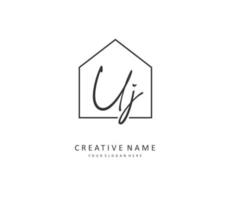 UJ Initial letter handwriting and  signature logo. A concept handwriting initial logo with template element. vector