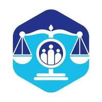 Justice people logo design vector. Law firm and people logo icon template design. vector