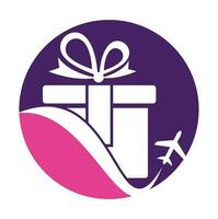 diseño de logotipo de vector de regalo de viaje. vector de combinación de logotipo de regalo y avión.