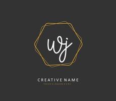 WJ Initial letter handwriting and  signature logo. A concept handwriting initial logo with template element. vector