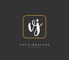 VJ Initial letter handwriting and  signature logo. A concept handwriting initial logo with template element. vector