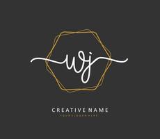 WJ Initial letter handwriting and  signature logo. A concept handwriting initial logo with template element. vector