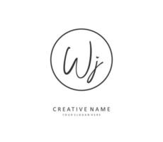 WJ Initial letter handwriting and  signature logo. A concept handwriting initial logo with template element. vector