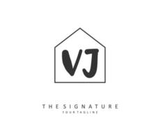 VJ Initial letter handwriting and  signature logo. A concept handwriting initial logo with template element. vector