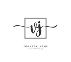 VJ Initial letter handwriting and  signature logo. A concept handwriting initial logo with template element. vector