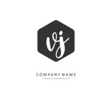 VJ Initial letter handwriting and  signature logo. A concept handwriting initial logo with template element. vector