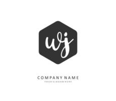 WJ Initial letter handwriting and  signature logo. A concept handwriting initial logo with template element. vector