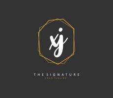 XJ Initial letter handwriting and  signature logo. A concept handwriting initial logo with template element. vector