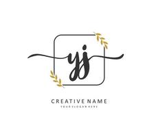 YJ Initial letter handwriting and  signature logo. A concept handwriting initial logo with template element. vector