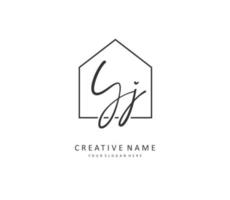 YJ Initial letter handwriting and  signature logo. A concept handwriting initial logo with template element. vector