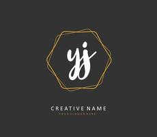 YJ Initial letter handwriting and  signature logo. A concept handwriting initial logo with template element. vector