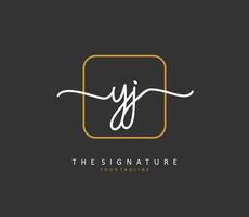 YJ Initial letter handwriting and  signature logo. A concept handwriting initial logo with template element. vector