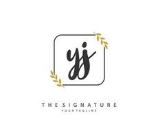 YJ Initial letter handwriting and  signature logo. A concept handwriting initial logo with template element. vector