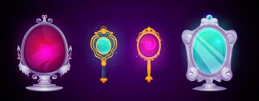 Vintage magic mirror with frame game illustration vector