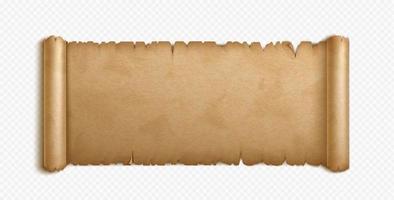 Old paper or parchment scroll, ancient papyrus vector