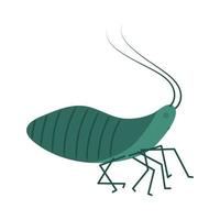 Cute cartoon insect character. Charming green bug. Baby illustration isolated on white background. vector