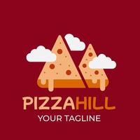 Combination of pizza and the mountain. Suitable for pizza logo inspiration. vector