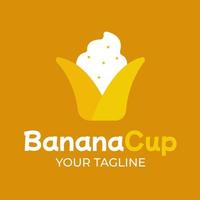 Combination of banana and ice cream. Suitable for fruit product logo inspiration. vector