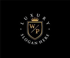 Initial WP Letter Royal Luxury Logo template in vector art for Restaurant, Royalty, Boutique, Cafe, Hotel, Heraldic, Jewelry, Fashion and other vector illustration.