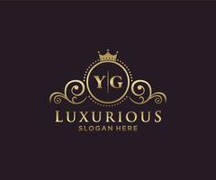 Initial YG Letter Royal Luxury Logo template in vector art for Restaurant, Royalty, Boutique, Cafe, Hotel, Heraldic, Jewelry, Fashion and other vector illustration.