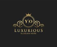 Initial YO Letter Royal Luxury Logo template in vector art for Restaurant, Royalty, Boutique, Cafe, Hotel, Heraldic, Jewelry, Fashion and other vector illustration.