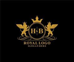 Initial HB Letter Lion Royal Luxury Heraldic,Crest Logo template in vector art for Restaurant, Royalty, Boutique, Cafe, Hotel, Heraldic, Jewelry, Fashion and other vector illustration.