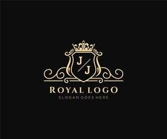 Initial JJ Letter Luxurious Brand Logo Template, for Restaurant, Royalty, Boutique, Cafe, Hotel, Heraldic, Jewelry, Fashion and other vector illustration.