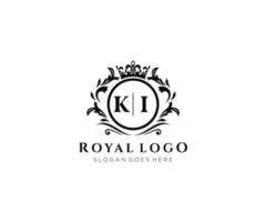 Initial KI Letter Luxurious Brand Logo Template, for Restaurant, Royalty, Boutique, Cafe, Hotel, Heraldic, Jewelry, Fashion and other vector illustration.