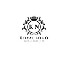 Initial KN Letter Luxurious Brand Logo Template, for Restaurant, Royalty, Boutique, Cafe, Hotel, Heraldic, Jewelry, Fashion and other vector illustration.